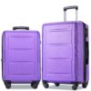 Expanable Spinner Wheel 2 Piece Luggage Set ABS Lightweight Suitcase With Tsa Lock 20" / 24" - Purple - Image 5