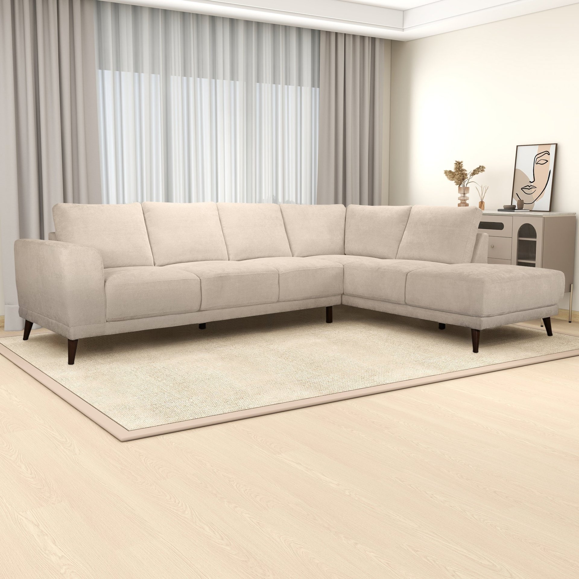 Amara - Right Sectional Sofa - Cream - Image 3