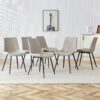 Chic Dining Chair With Black Metal Legs And Curved Widened Cushion Design (Set of 6) - Light Gray - Image 17