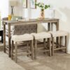 4 Piece Bar Table Set With Power Outlet, Dining Bar Table And Chairs Set, Bar Table Set With 3 Padded Stools For Living Room, Dining Room - Brown - Image 4