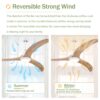 Ceiling Fan, Solid Wood Blades Ceiling Fan With Light With Remote Control, Noiseless Reversible Motor, 6 Speed, 3 Color, For Patio Living Room, Bedroom, Indoor - Matte White - Image 14