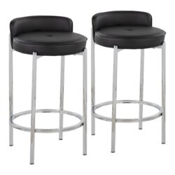 Chloe - Contemporary Counter Stool (Set of 2) - Chrome / Black