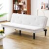 Versatile Corduroy Sofa Bed With Frame - Beige - Image 5