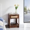 15.75" Rattan End Table With Drawer, Modern Nightstand, Side Table For Living Room, Bedroom - Rustic Brown - Image 4