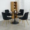 Modern Simple Velvet Dining Chair Set With Gold Metal Legs (Set of 4) - Black - Image 7