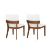 Modern Dining Chairs (Set of 2) With Glossy Upholstery - White / Walnut - Image 5