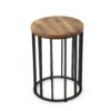 Outdoor Cylindrical Side Table With Round Solid Wood Top And Metal Frame - Natural - Image 5