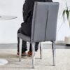 Armless Dining Chairs, Grid And Buckle Design Of The Back (Set of 4) - Gray - Image 9