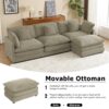 Modern Sofa Modular Sofa Couch Upholstered Corduroy, L - Shape Sectional Sofa With Side Storage Pockets For Living Room - Brown - Image 13
