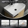 20" Wall Mounted Bathroom Vanity With Ceramic Sink And Storage Cabinet - Oak - Image 10