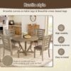 5 Pieces Table Set Round Dining Table Solid Wood Modern Farmhouse Rustic Look Distressed Look - Grayish Brown - Image 4