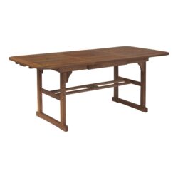 Modern Slat Top Solid Acacia Wood Butterfly Outoor Dining Table - Dark Brown