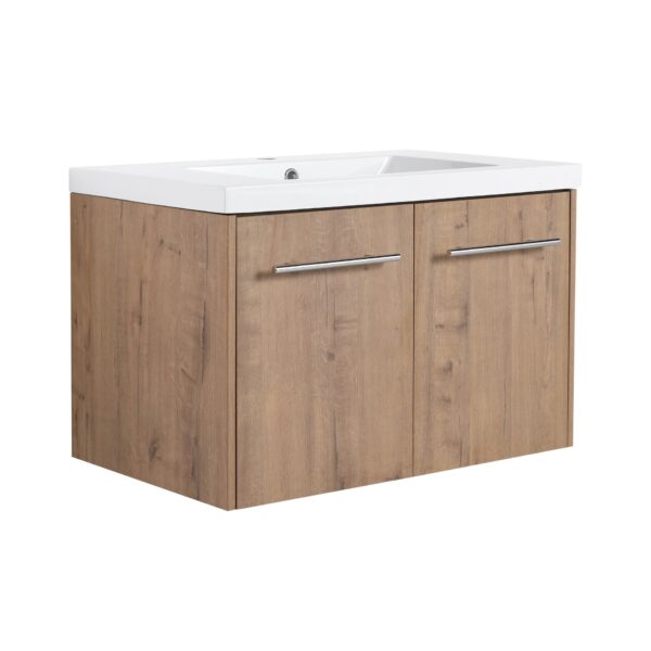 30" Soft Close Doors Bathroom Vanity With Resin Sink And Metal Handles - Imitative Oak