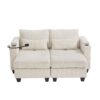 Convertible Chaise Lounge Loveseat Sofa Bed With USB Ports, Cup Holders, Phone Holder, Storage - Beige - Image 8