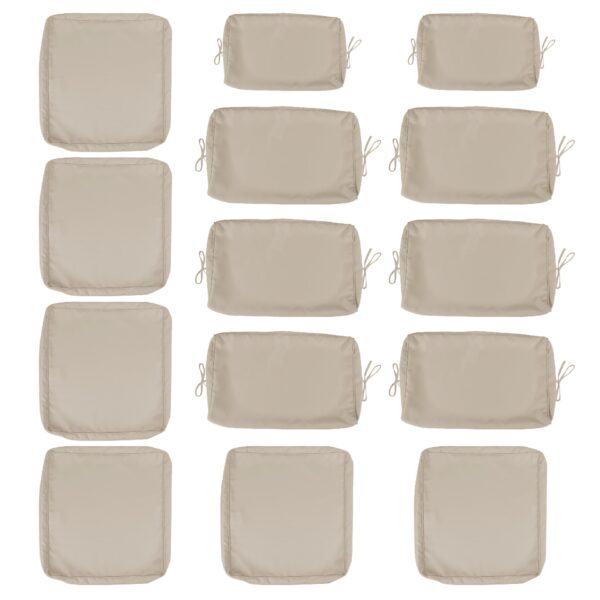 Cushion Covers For 7 Piece Wicker Sectional Sofa, 14 Pack Seat And Back Slipcovers With Zipper (Covers Only) - Khaki