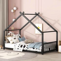 Twin Size House Bed - Black