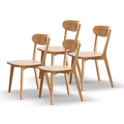 Simple Dining Chair, Solid Chair Table For Living Room Chair (Set of 4) - Natural