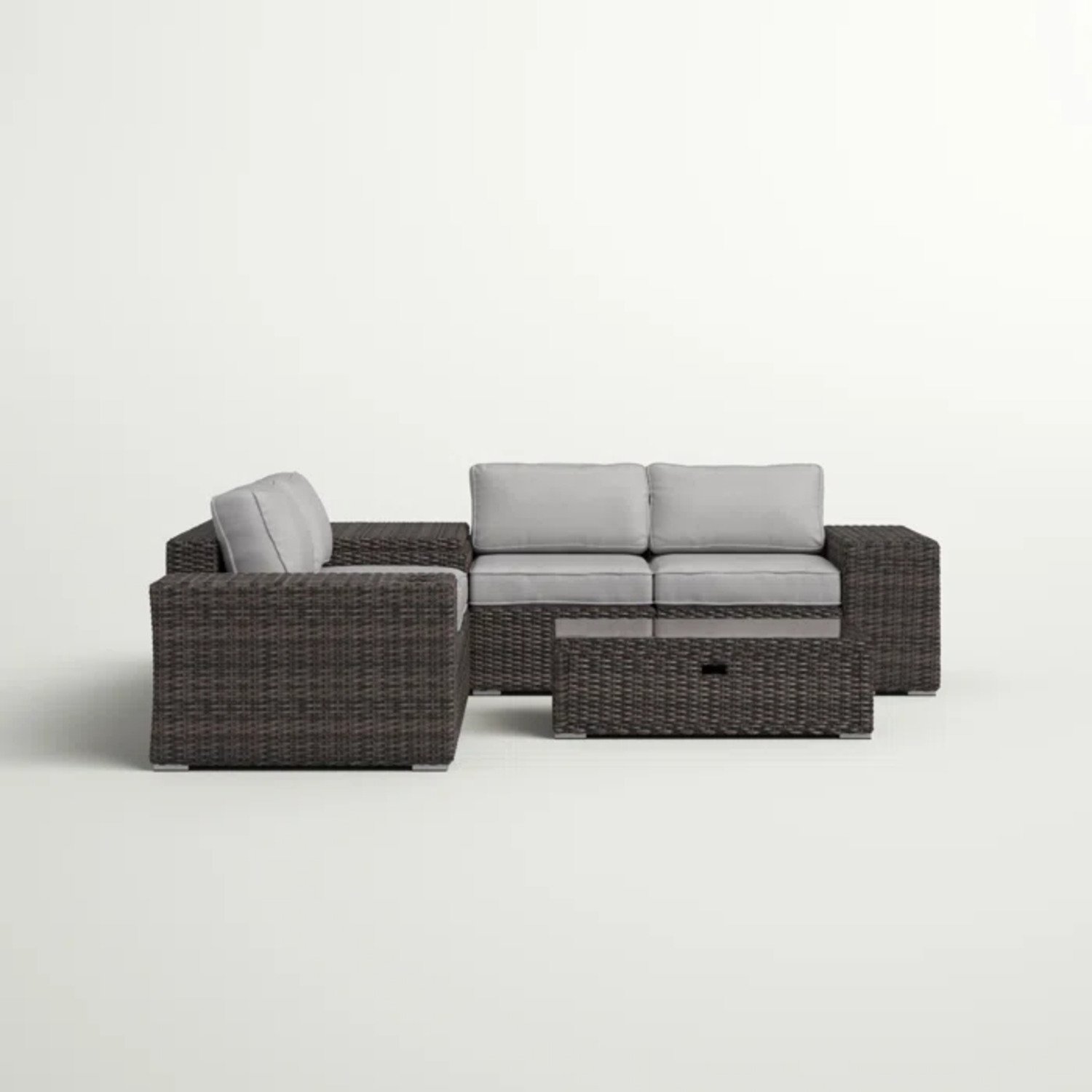All Weather Rattan Sectional Sofa Set, 8 Pieces With Cushions - Espresso - Image 7