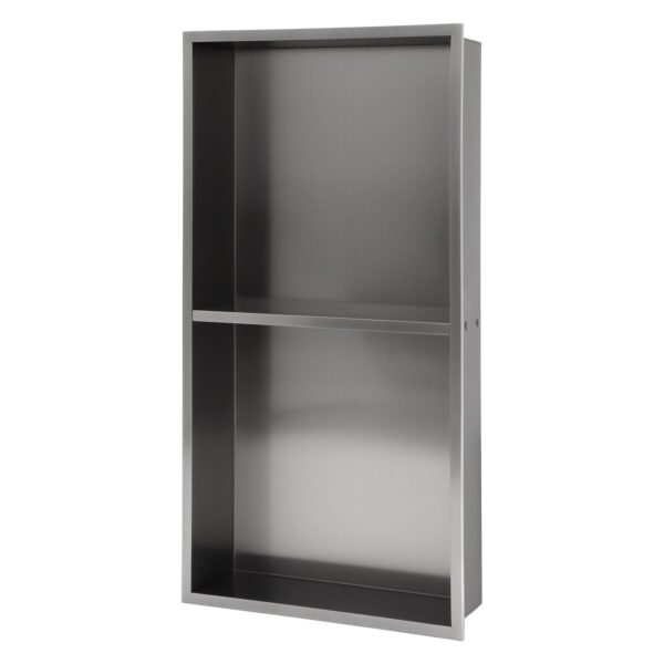 13" X 25" Stainless Steel Shower Niche Double Shelf With Corrosion Resistance - Gunmetal Black