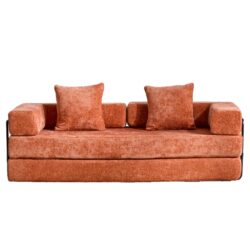 Floor Couch, Compression Sofa, Convertible Floor Sofa Bed With Pillow Back Support Armrest - Orange