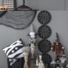 Cardboard Lighted Haunted House, Tabletop Holiday Halloween Decor, Battery Powered - Beige / Black - Image 9