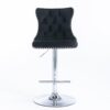 Swivel Velvet Barstools Adjusatble Seat Height From 25-33", Modern Upholstered Chrome Base Bar Stools With Backs Comfortable Tufted For Home Pub And Kitchen Island (Set of 2) - Black - Image 4