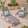 Oxton - Outdoor Chaise Lounge With Adjustable Aluminum Frame - Gray - Image 2
