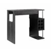 Home Bar Table With Wine Glass Compartment And Three Shelves - Distressed Gray / Black - Image 4
