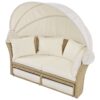 Outdoor Patio Daybed Wicker Rattan Double Daybed Round Sofa Furniture Set With Retractable Canopy, 4 Pillows For Lawn Garden Backyard Porch Pool - Beige - Image 21