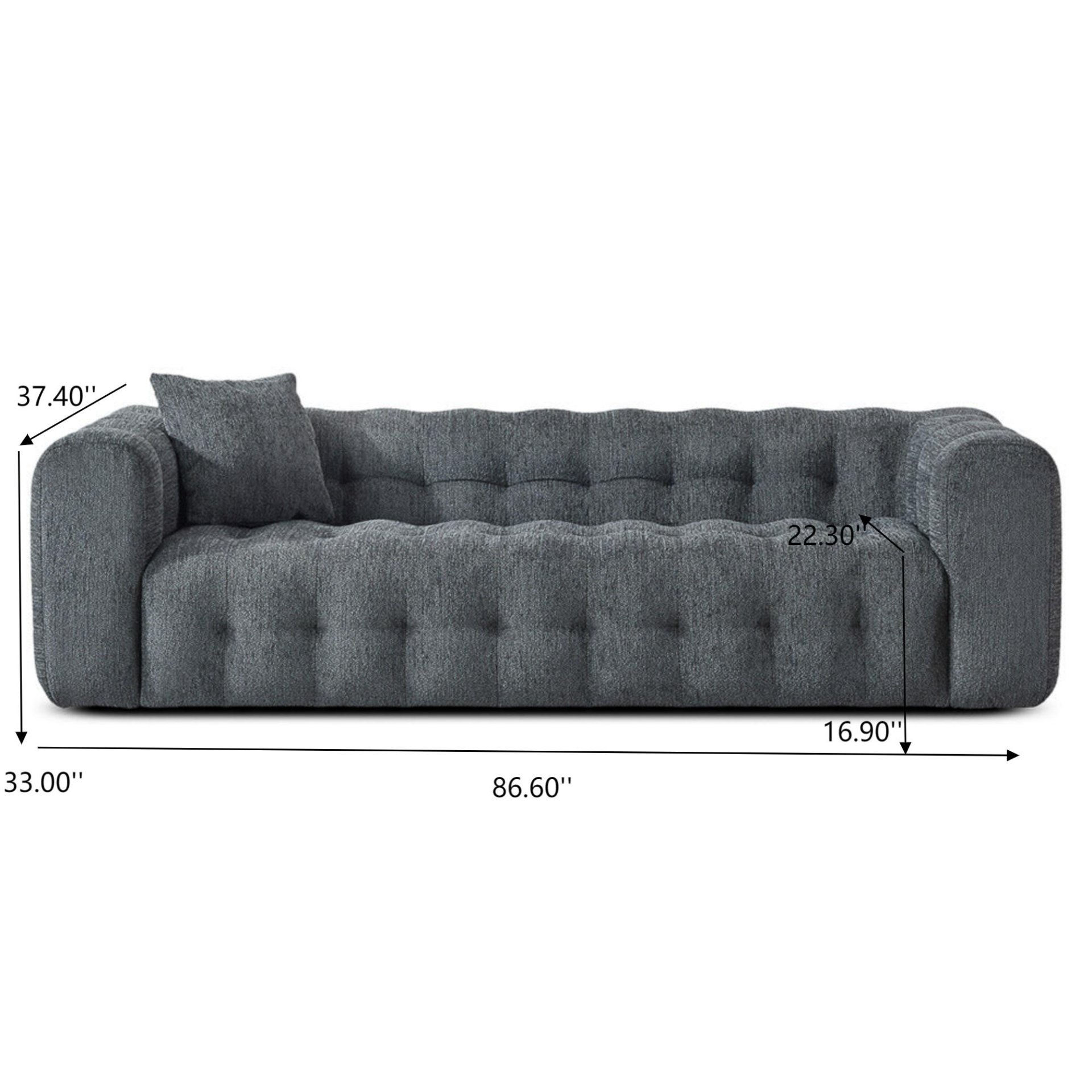 Eden - Modern Tufted Chesterfield Sofa - Gray - Image 3