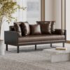 Contemporary Oversized Loveseat Upholstery And Accent Pillows - Dark Brown - Image 4