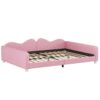 Full Size Upholstered Daybed, Sherpa Fabric Sofabed With Cloud-Shaped Backrest, No Box - Spring Needed - Pink - Image 5
