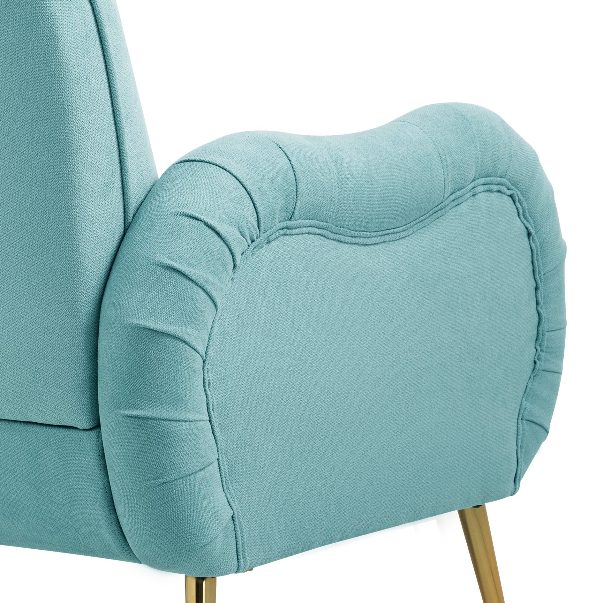 Modern Accent Chair With Metal Legs, Snowflake Fabric Armchair - Cyan - Image 11