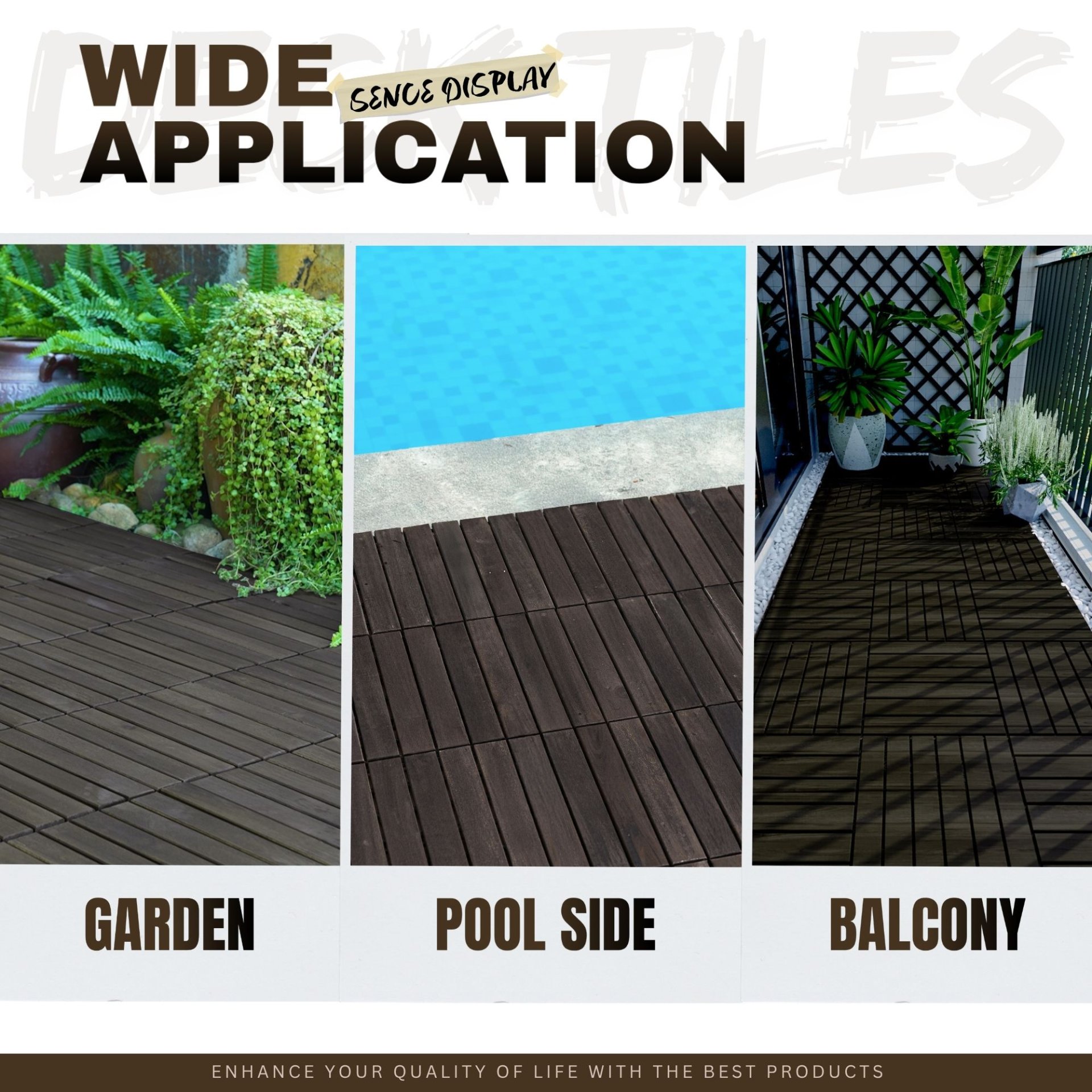 Interlocking Deck Tiles Striped Pattern - Dark Brown - Image 9