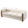 Contemporary Velvet Sofa Couch For Living Room - Beige - Image 12