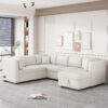 U - Shaped Sectional Sofa Pull Out Sofa Bed With 2 USB Ports, 2 Power Sockets, 3 Back Pillows And A Storage Chaise For Living Room - Beige - Image 9