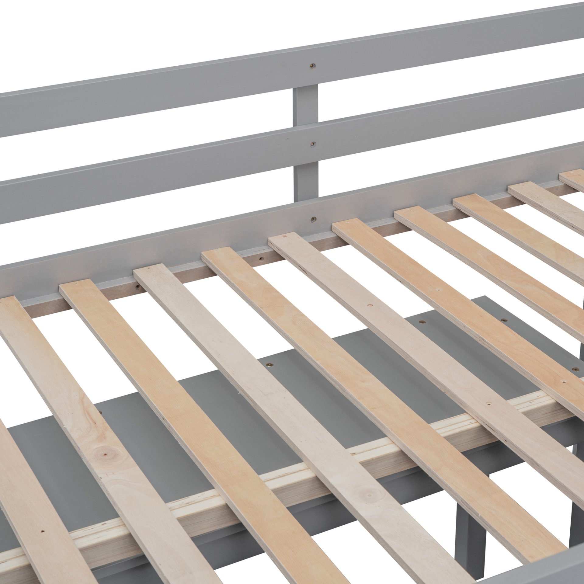 Full Size Loft Bed With Retractable Writing Desk And 4 Drawers, With Lateral Portable Desk And Shelves - Gray - Image 17