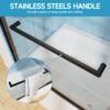Aluminum Frame Double Sliding Soft Close Bathtub Shower Door, 1 / 4" Tempered Glass And Dual 304 Stainless Steel Handles - Matte Black - Image 8