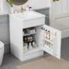 20" Bathroom Vanity With Sink, Freestanding Cabinet With Door Shelf And Adjustable Shelf, And Ceramic Construction - White - Image 2