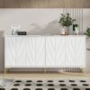 Creative Carved 4 Door Sideboard With Handleless Press To Open Design - White - Image 2