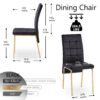 5 Pieces Dining Set Including Velvet High Back Golden Color Legs Nordic Dining Chair & Creative Design Dining Table - Black - Image 10