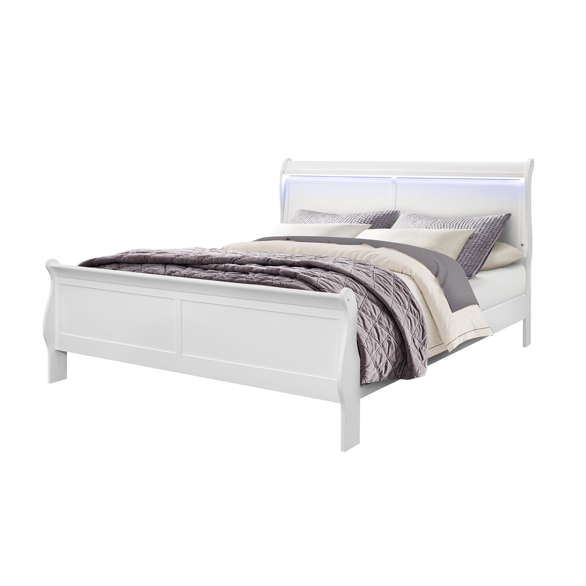 Charlston - King Bed With LED - White - Image 6