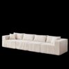 Corduroy Modular L Shaped Sectional Sofa, Luxury Floor Couch Set, 4 Piece Free Combination - Beige - Image 4