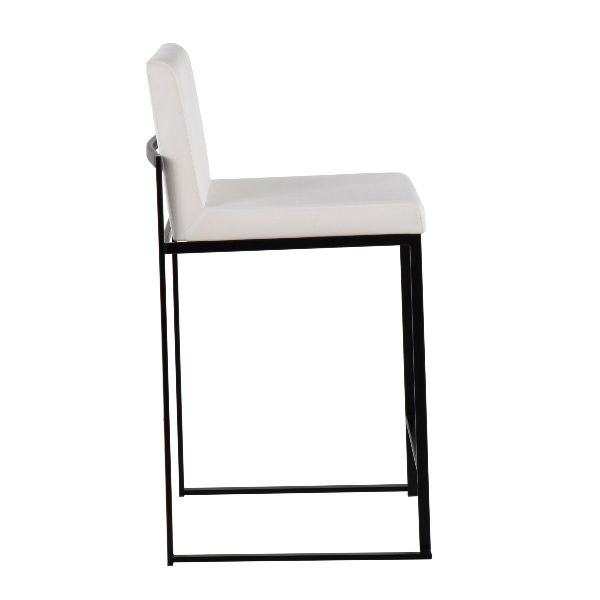 Fuji - Contemporary High Back Counter Stool (Set of 3) - White / Black - Image 3