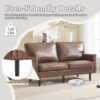 Mid Century Modern Loveseat Sofa With USB, 2 Seater Couch, Removable Pillow Covers - Brown - Image 8