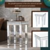 Fashionable Modern Glass Mirrored Side Table End Table With Crystal Design And Adjustable Height Legs - Silver - Image 7