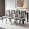 5 Piece Dining Set Including Velvet High Back Nordic Dining Chair & Creative Design Dining Table - Gray - Image 6