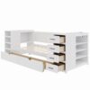 Twin Size Daybed With Side Shelves & Drawers, Multi Functional Desk & Charging Station - White - Image 9