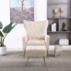 Modern Accent Chair With Ottoman, Comfy Armchair For Living Room, Bedroom, Apartment, Office - Beige - Image 5