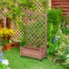 Raised Garden Bed With Trellis 2 Pack, Outdoor Planter Box & Plant Stand With Climbing Racks - Brown - Image 6